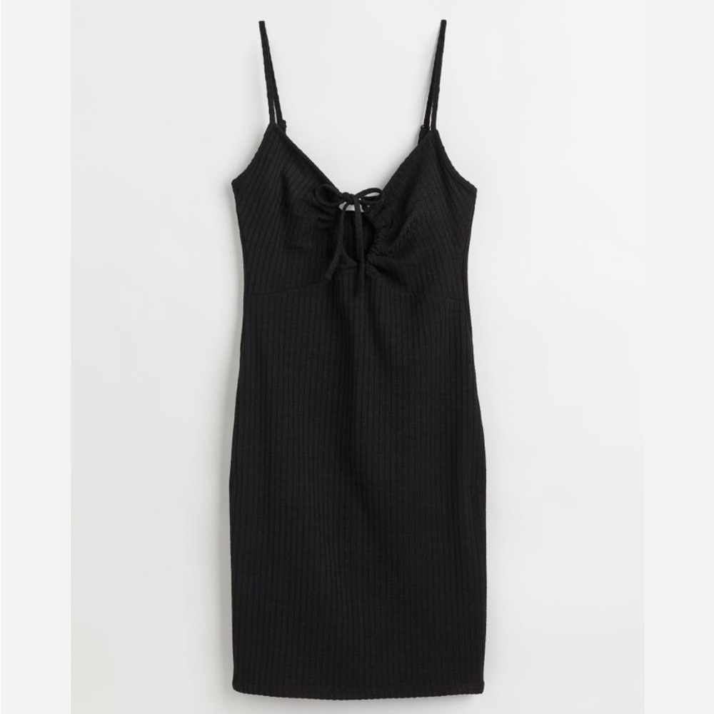 H&M Ribbed Jersey Bodycon Black Dress
